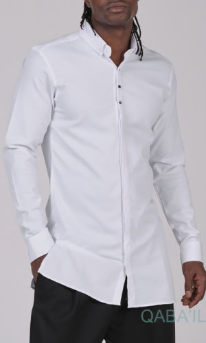 Chemise longue Gaufrée Blanc Qaba'il