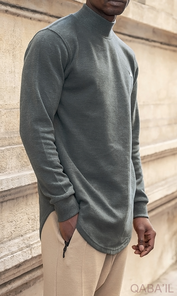 Pull Col Montant Vert Bouteille Qaba'il