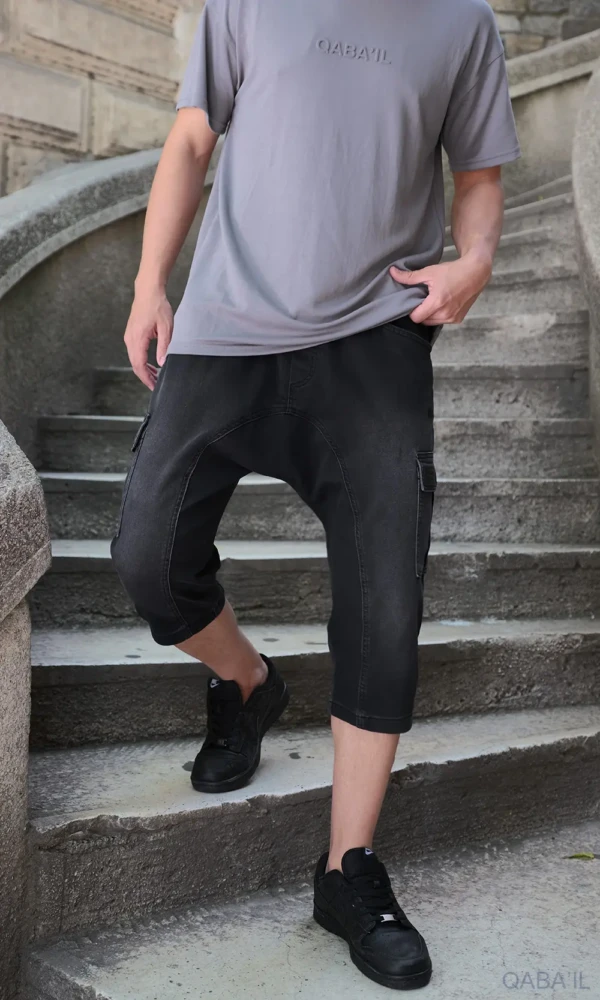 Jean Cargo Stretch Noir Qaba'il