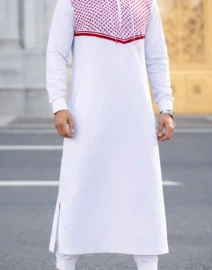 Qamis QL Quds Blanc Rouge Qaba'il
