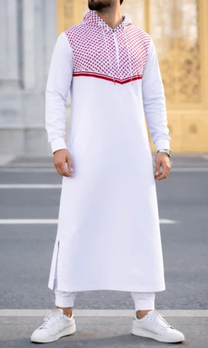 Qamis QL Quds Blanc Rouge Qaba'il