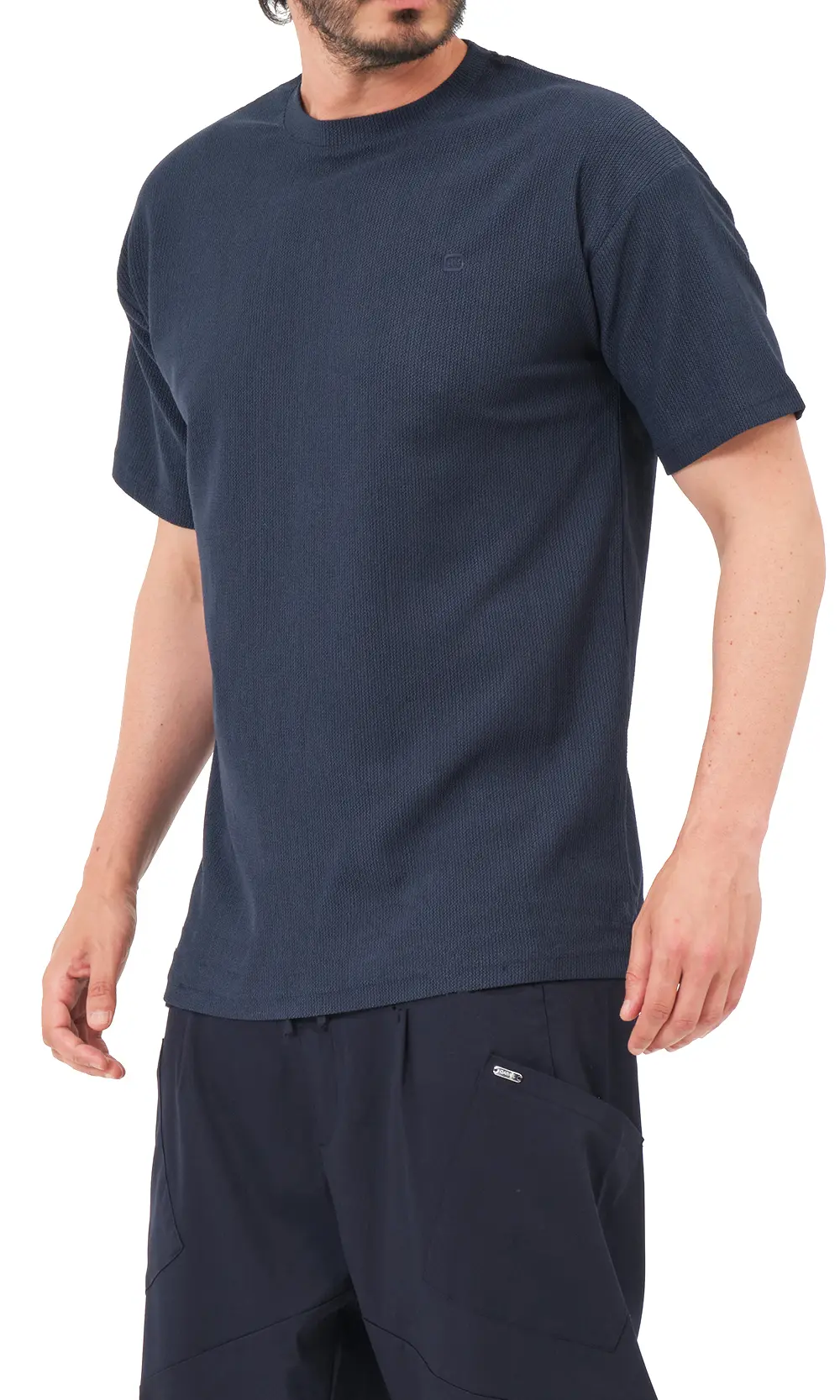 Boutique Sunnah T-shirt Oversized Waffle Bleu Nuit Qaba'il