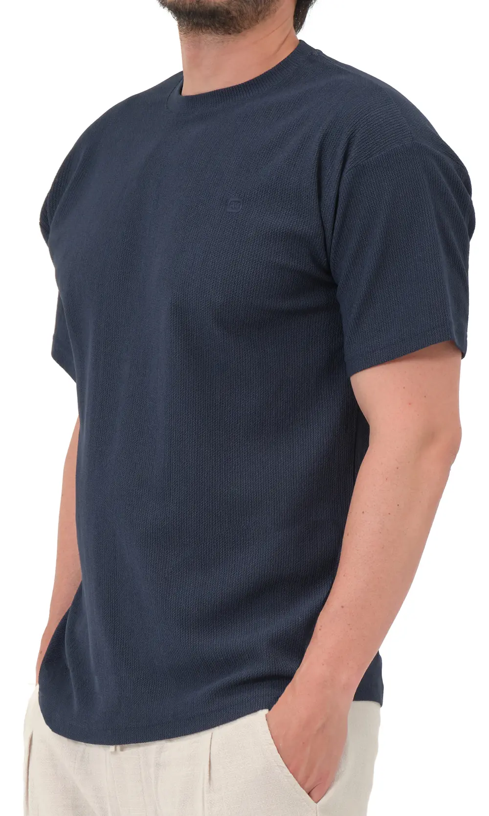 Boutique Sunnah T-shirt Oversized Waffle Bleu Nuit Qaba'il