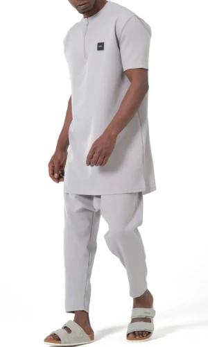 Ensemble Qamis Court Silent Gris Qaba'il