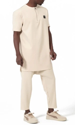Ensemble Qamis Court Silent Beige Qaba'il