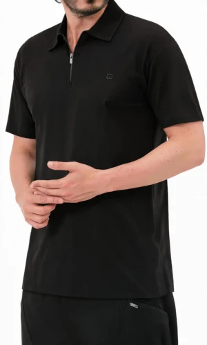Polo Zip Oversized Noir Qaba'il
