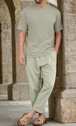 T-shirt Oversized Waffle Vert Qaba'il